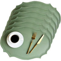 PLATZSET 6-teilig – ölbeständig und wärmeisolierend – 43 x 30 cm-Grün - Grün, Leder (43/30cm)