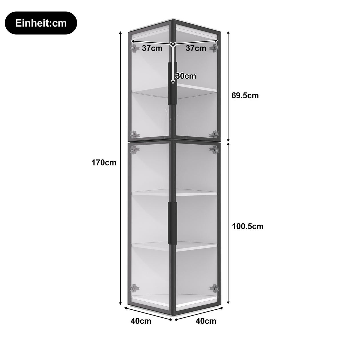 HIGHBOARD mit LED-Beleuchtung 40/40/170 cm in Weiß mit transparenten Acrylflächen - Weiß, Holzwerkstoff (40/170/40cm) - BEAOK