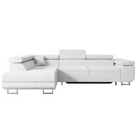 ECKSOFA mit Schlaffunktion und Bettkasten GUSA-L 272x202x107 cm Weiß Bouclé - Silberfarben/Weiß, Holzwerkstoff/Textil (202/272cm) - ALTDECOR