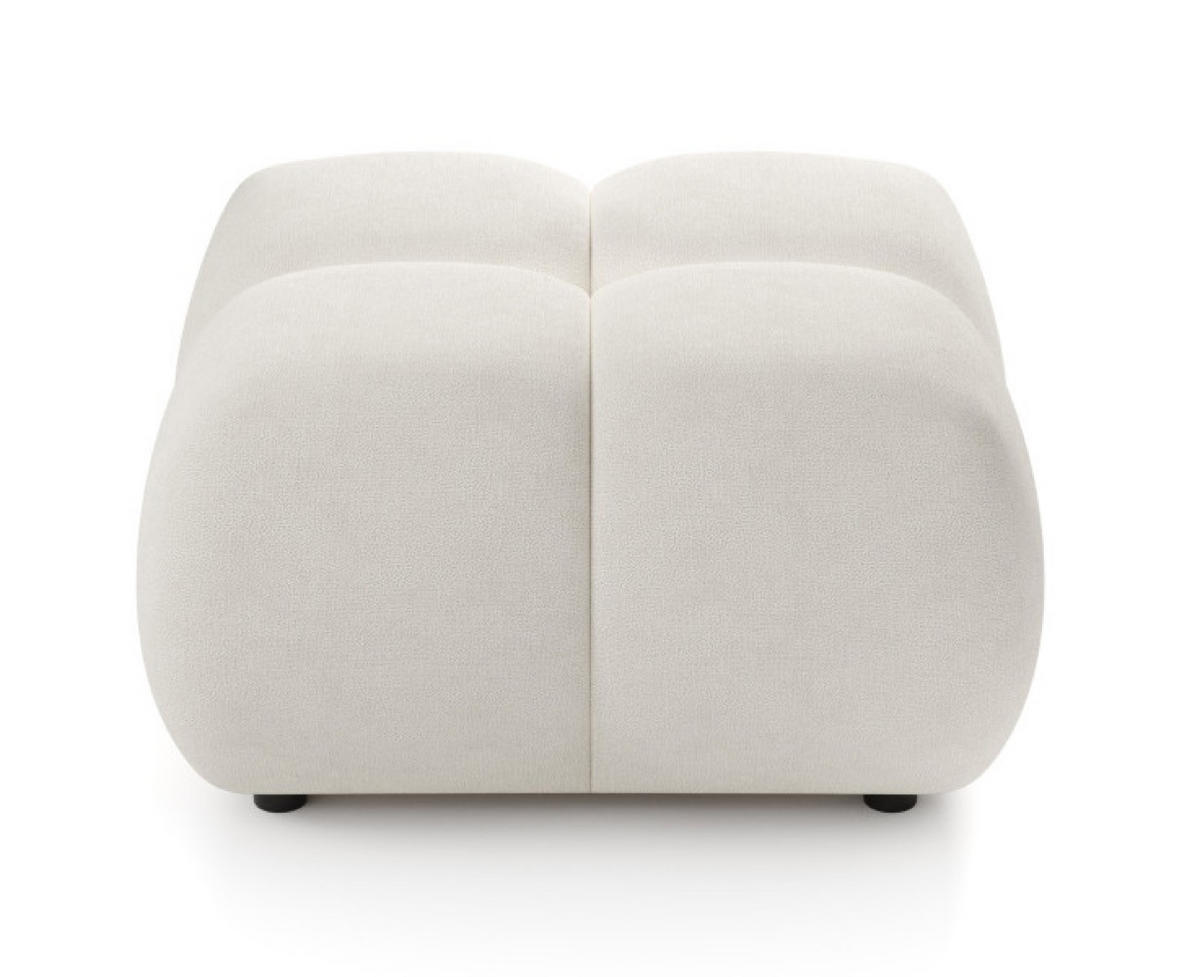 POUF Creme Mila Mit Steppungen Auf Schwarzen Niedrigen Beinen - Weiß, Textil (72/43.5/72cm) - Sepro Meble
