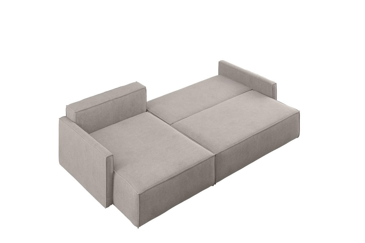 SCHLAFSOFA Carlos L-Form, Ecksofa Mit Bettkasten Und Schlaffunktion Stoff Salvador Rechts Hellbeige - Creme, Holz/Textil (250/83/142cm) - Kaiser Möbel