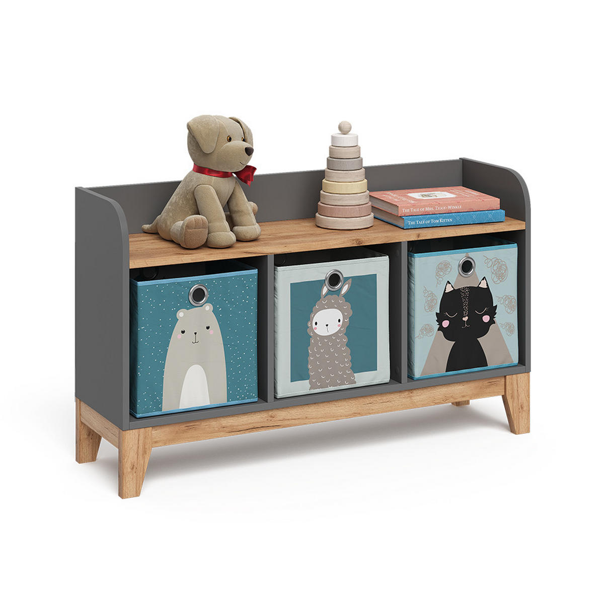 KINDERSITZBANK Malia Grau/Artisan 107.2 x 63.8 cm - Grau, Holzwerkstoff (107.2/63.8/30.6cm) - VitaliSpa