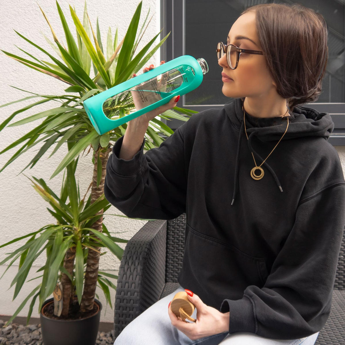 TRINKFLASCHE 900ml - Grün, Glas (0.9L) - Intirilife