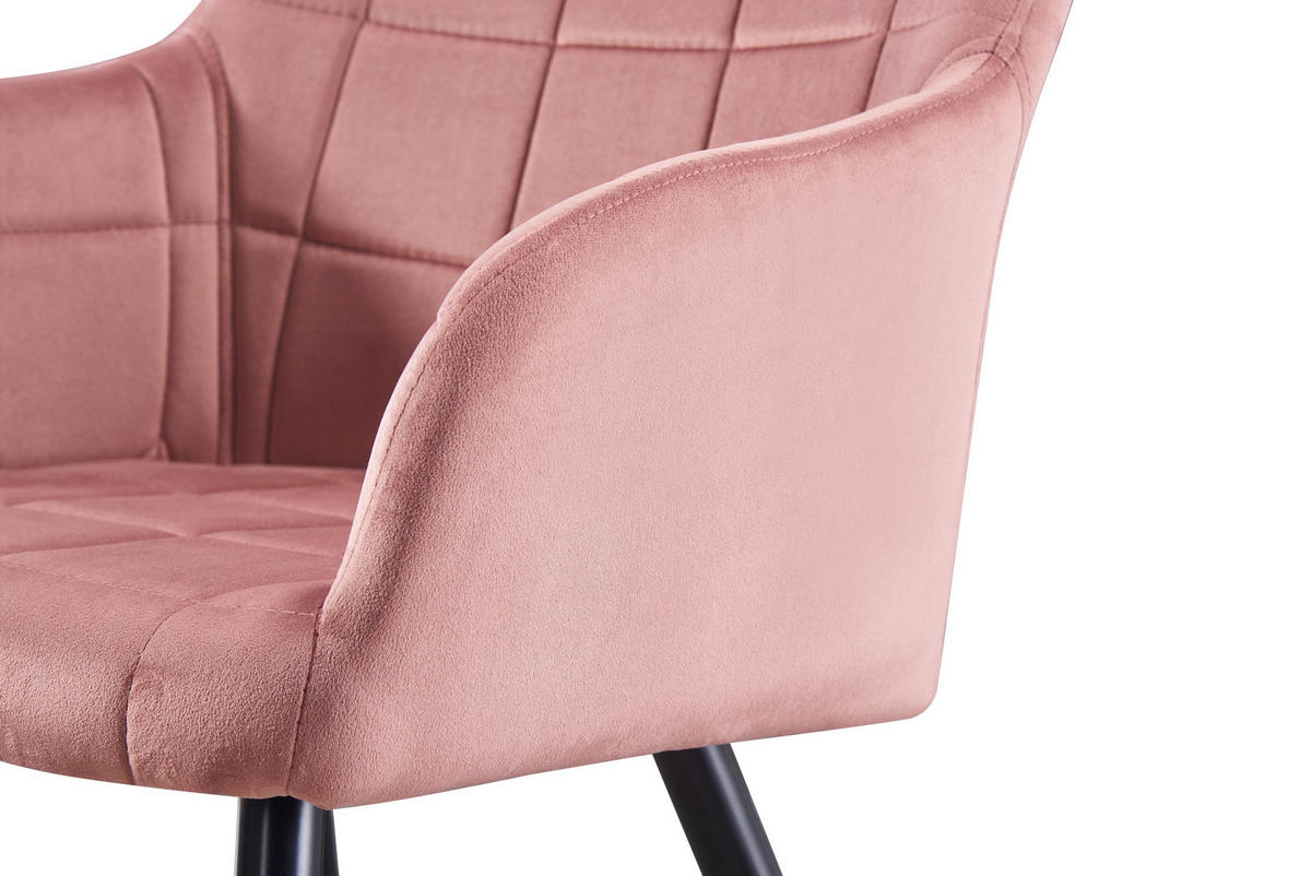 ESSZIMMERSTUHL Samt 4-teilig Rosa - Pink, Metall (55/82/59cm) - Life Interiors