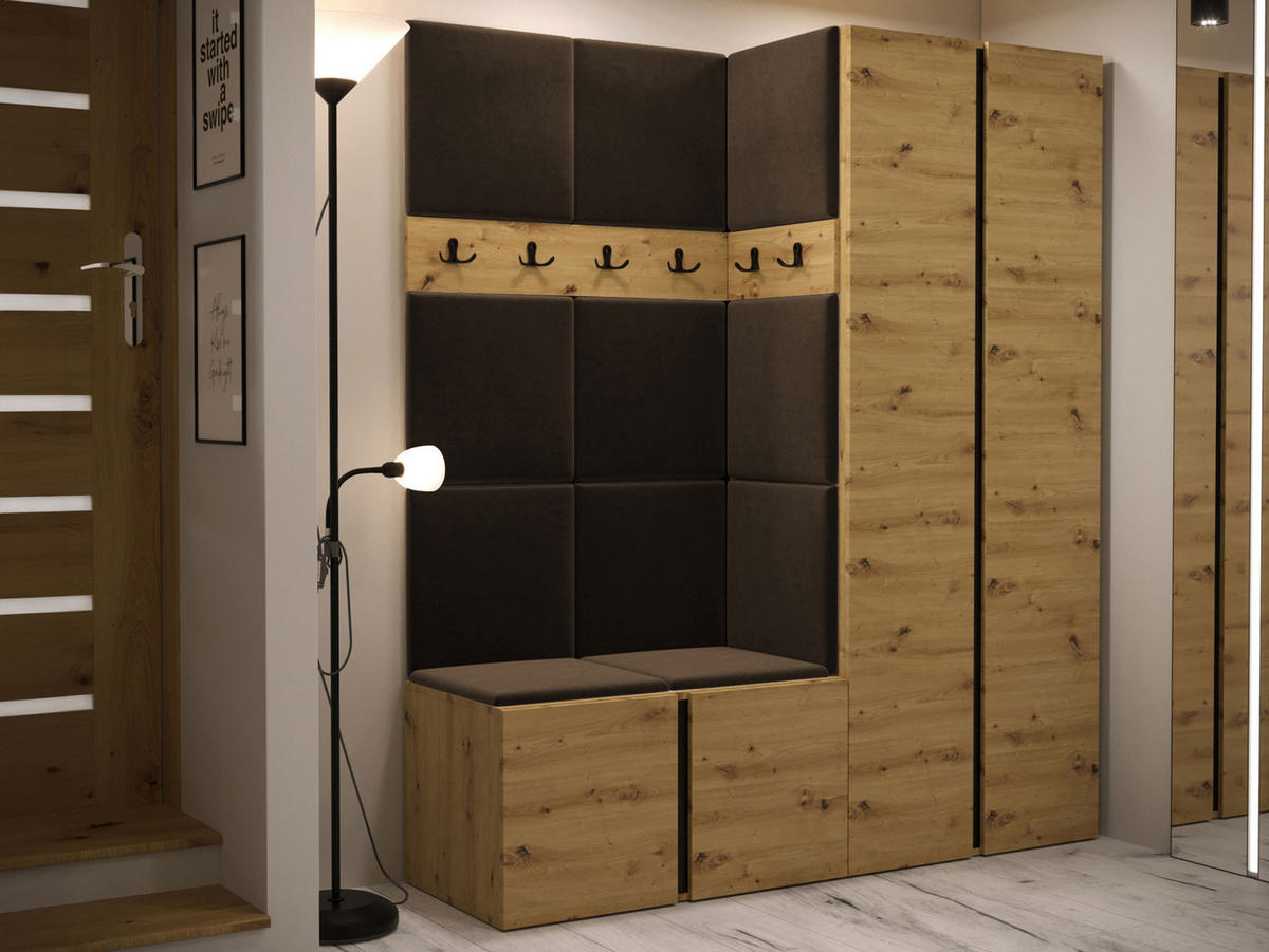 GARDEROBEN-SET Orion III - Eiche Artisan/Braun, Holzwerkstoff/Kunststoff (158/186/46cm) - MIRJAN24