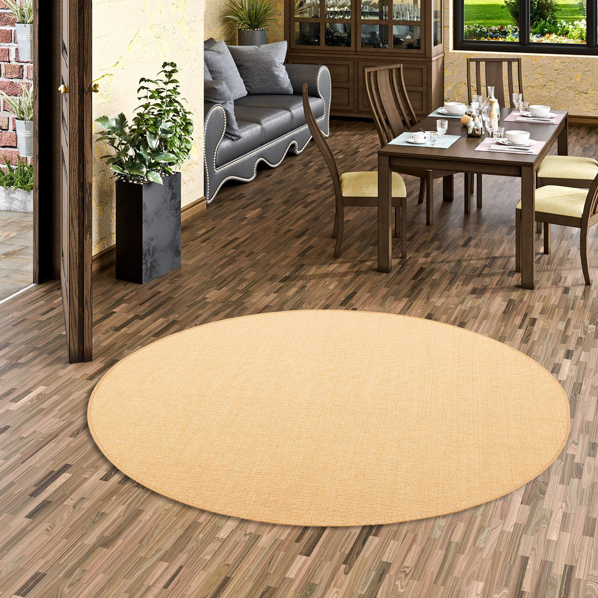 SISAL NATUR TEPPICH RUND - Honig, Textil (200/200cm) - Snapstyle