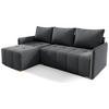 ECKSOFA GREND, L-Form mit Schlaffunktion und Bettkasten, Dunkelgrau, links, Veloursstoff - Dunkelgrau, Textil (210/140cm) - Sepro Meble