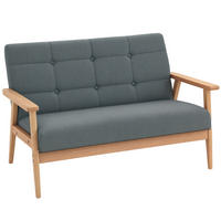 SOFA, 2-Sitzer, skandinavisch, Armlehnen, Holzbeine, grau, 115x66,5x73cm - Multicolor, Holzwerkstoff (115/73/66.5cm) - FORIOUS