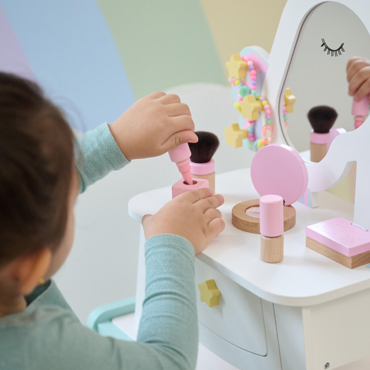 SCHMINKTISCH Einhorn mit Spiegel, 42cm, Weiß - Weiß, Holzwerkstoff (20/42/32cm) - Teamson Kids