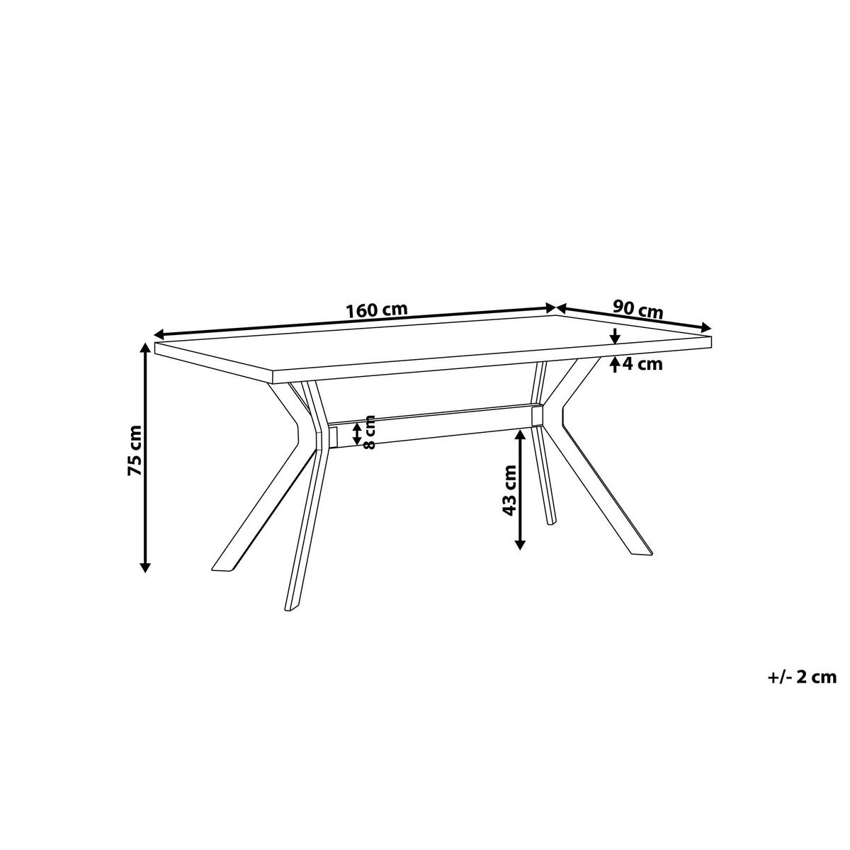 ESSTISCH 160/90/75 cm Hellgrau Rechteckig Benson - Grau, Holzwerkstoff (160/90/75cm) - Beliani
