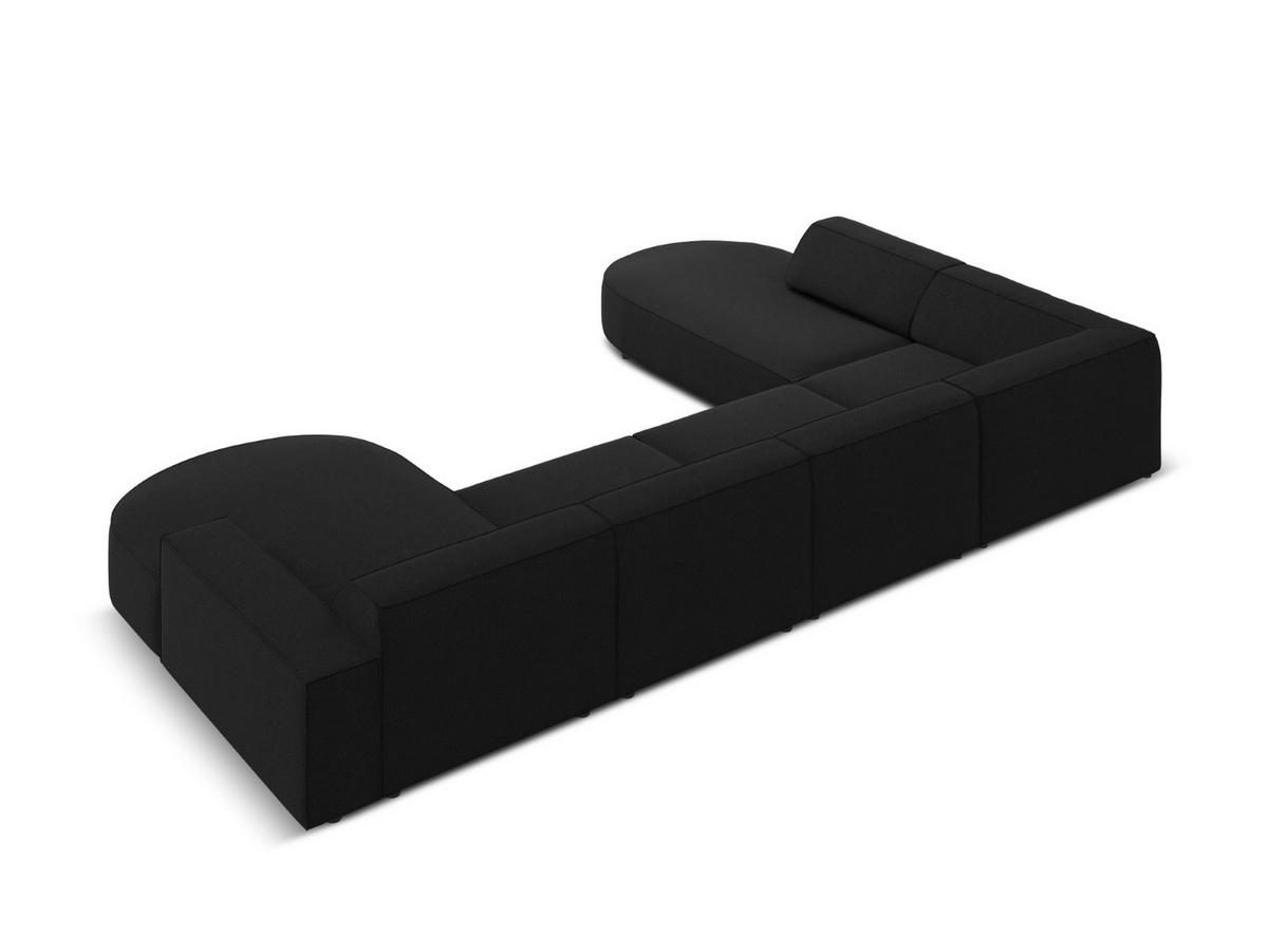 PANORAMASOFA links Jodie aus strukturiertem Stoff schwarz 7 Sitzplätze - Schwarz, Textil (262/70/364cm) - Micadoni