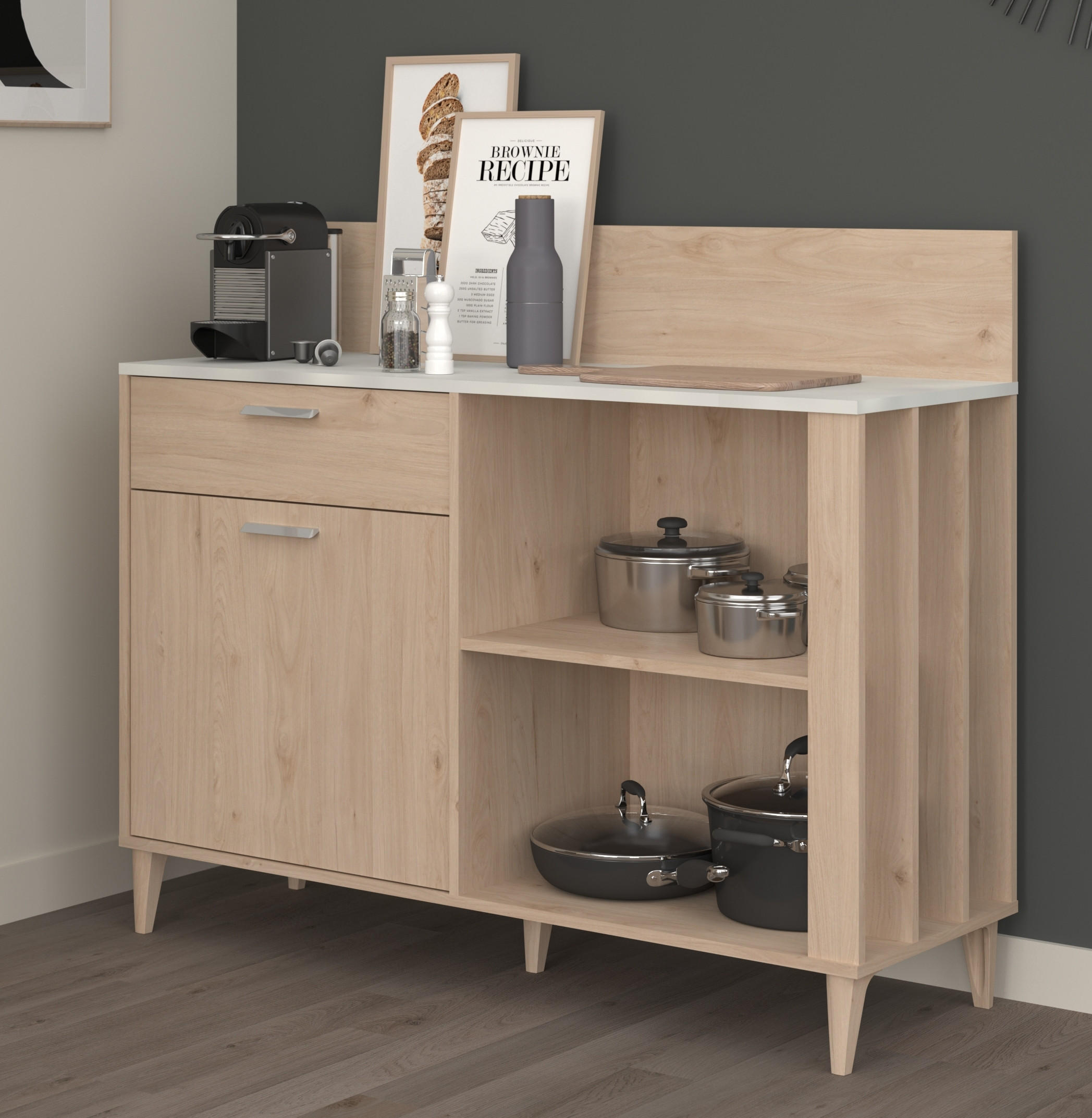 KÜCHENSCHRANK Gala 12 in Jackson Eiche und Beton Optik Beistellschrank - Braun, Holzwerkstoff (80/200/120cm)