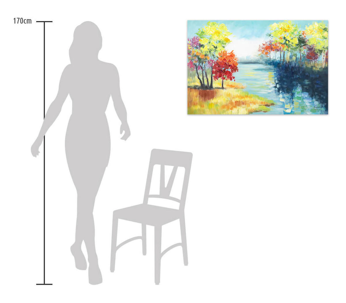 RUČNO SLIKANA AKRILNA SLIKA, 90/60 CM - višebojno, tekstil/drvo (90/60cm) - KUNSTLOFT