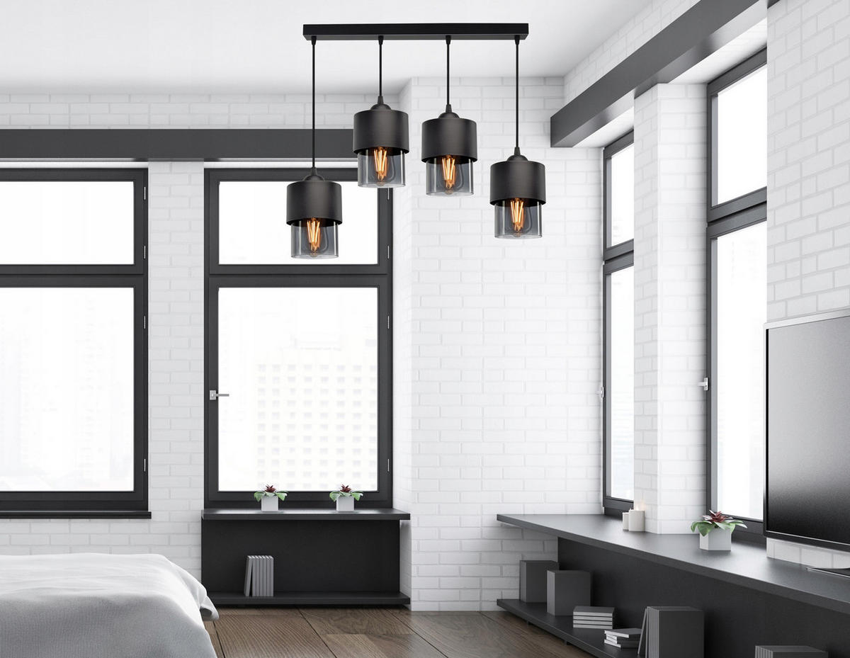 PENDELLEUCHTE Hege - Transparent/Anthrazit, Glas/Metall (12/65/80cm) - kiki design