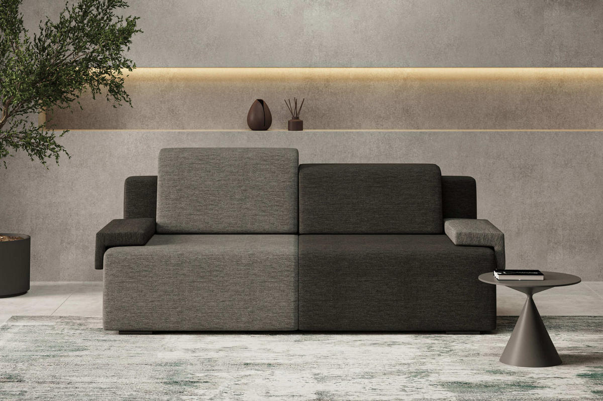 SCHLAFSOFA HOOK - Dunkelgrau + Schwarz (Diosa 89 +99) - Dunkelgrau, Holzwerkstoff (200/88/98cm) - Möblo