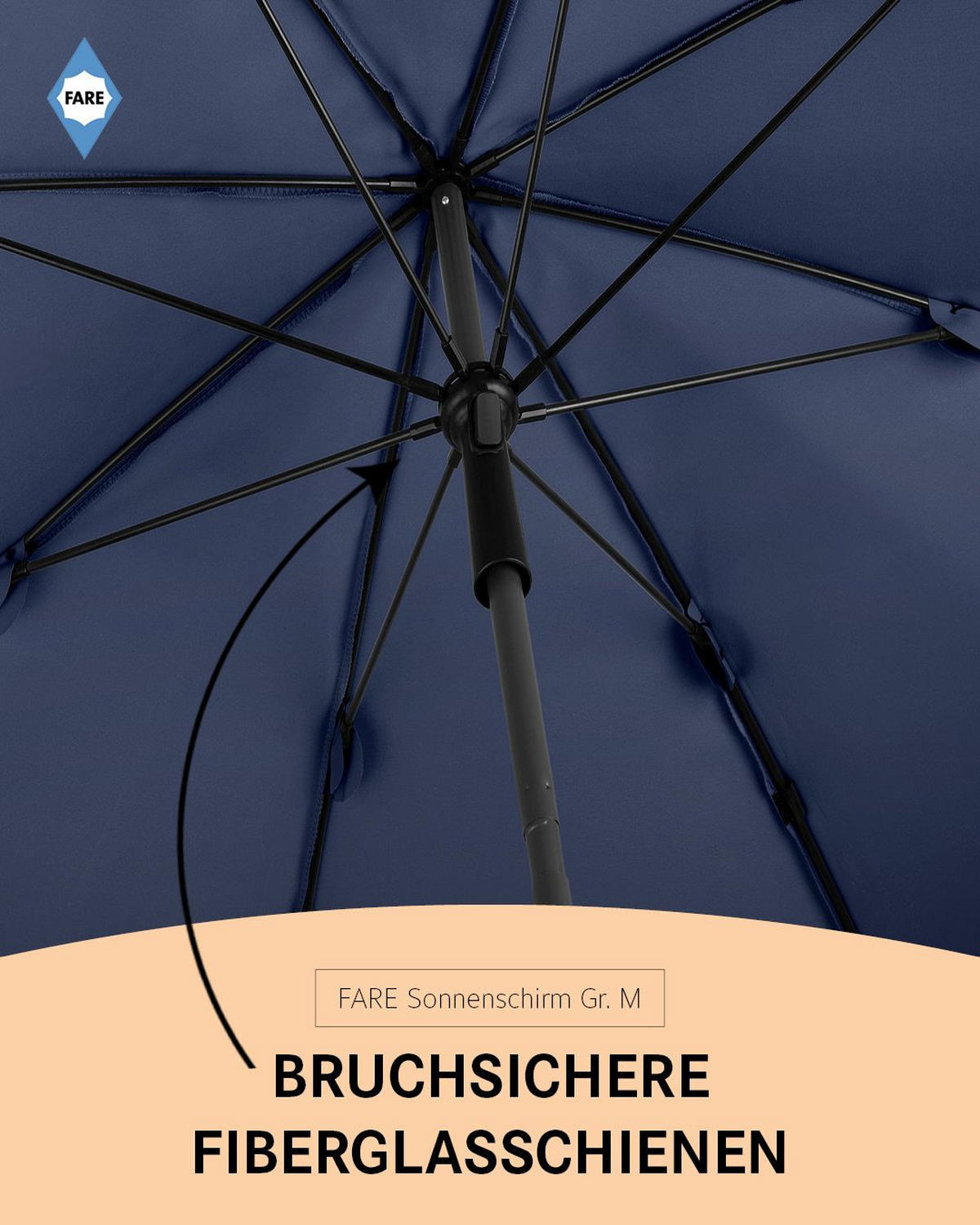 SONNENSCHIRM 180/180/127 cm - Dunkelblau, Kunststoff (180/180cm) - FARE