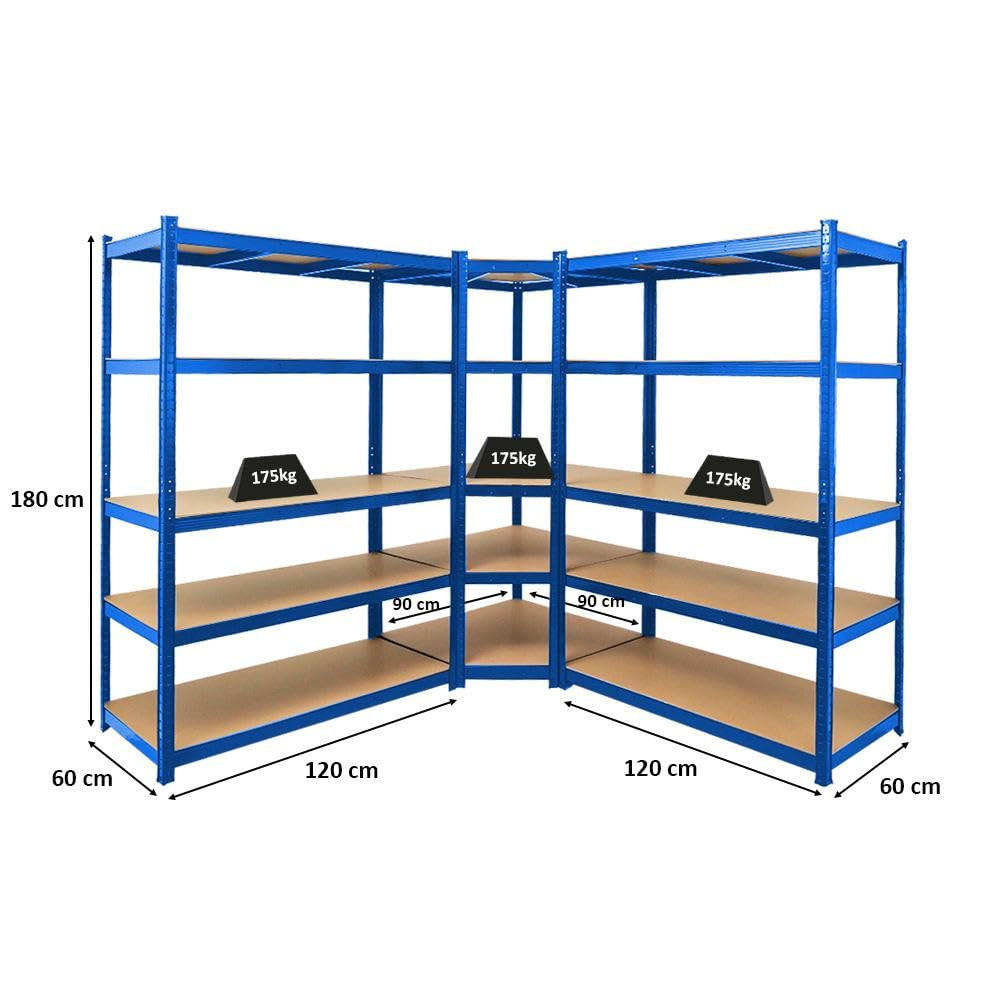 ECKREGAL Ragnar 2er-Set mit Schwerlastregal Taurus 180x210x60 cm Fachlast 175 kg Blau - Blau, Metall (120/180/60cm) - PROREGAL
