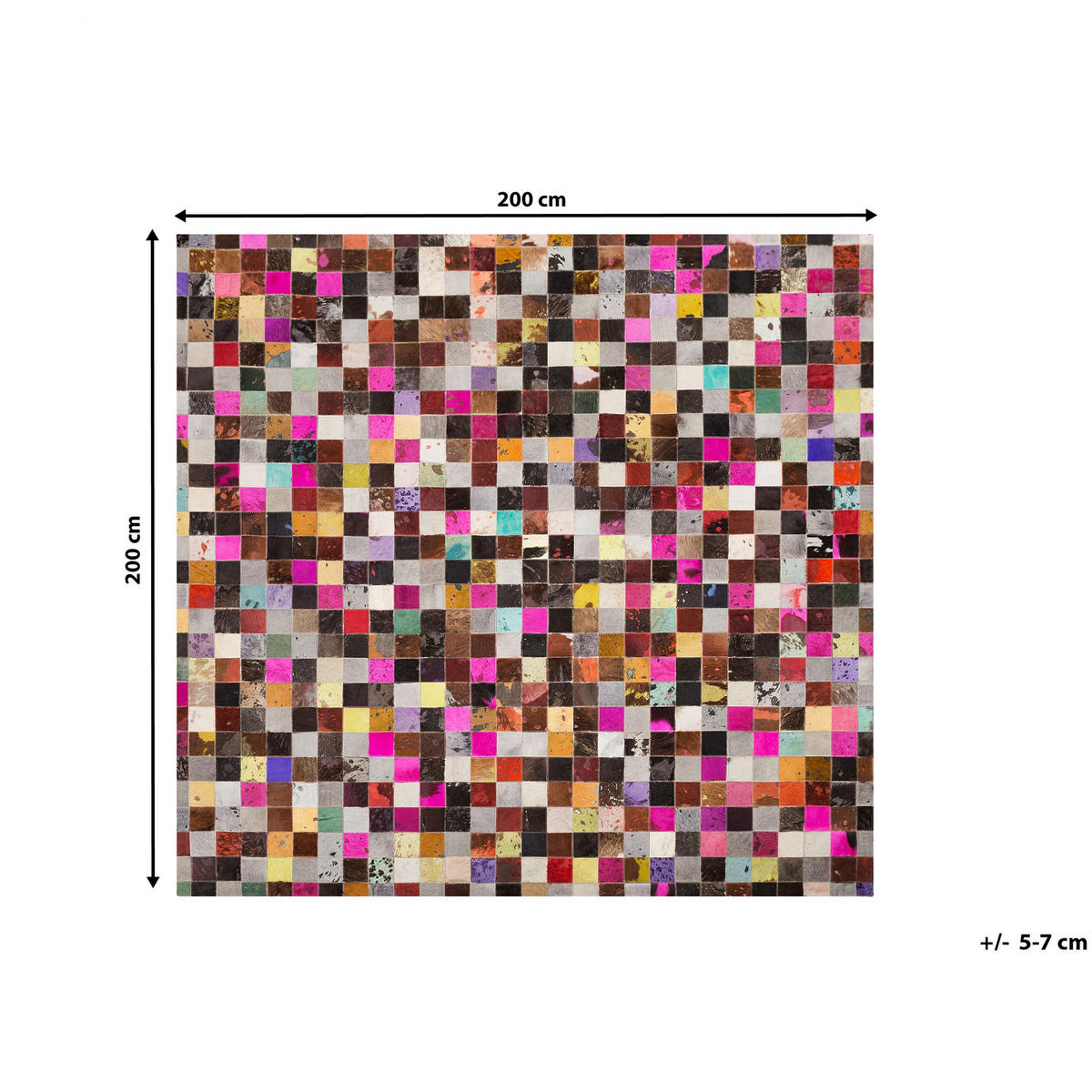 PATCHWORK-TEPPICH Enne 200/200 cm - Multicolor, Fell (200/200cm) - Beliani