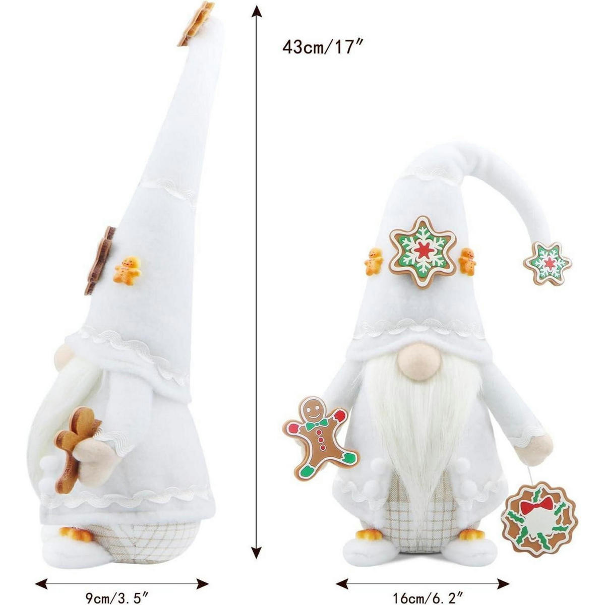 WEIHNACHTSWICHTEL Figur Weiß - Weiß, Textil (9/43/16cm)