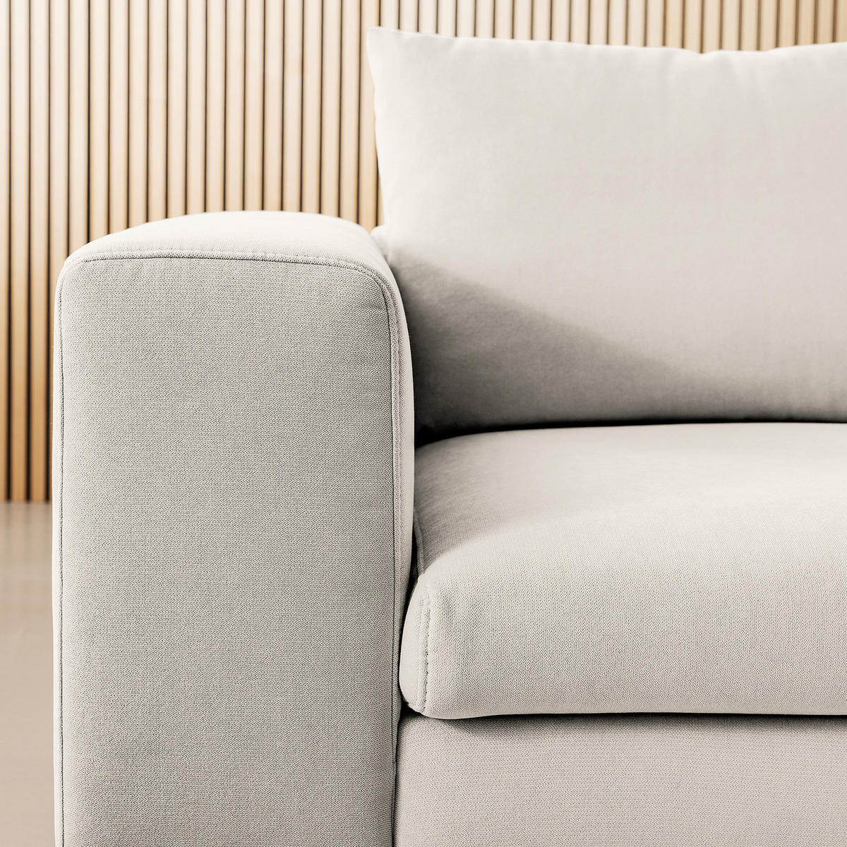 ECKSOFA mit Longchair - Beige, Textil/Metall (321/170cm) - home24