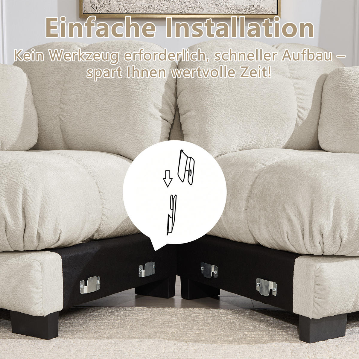ECKSOFA 330/149/90 cm Hellkhaki Cord mit mobiler Ottomane und 2 kleinen Dekokissen - Kaschmir/Graubraun, Textil (330/149cm) - Oxeza