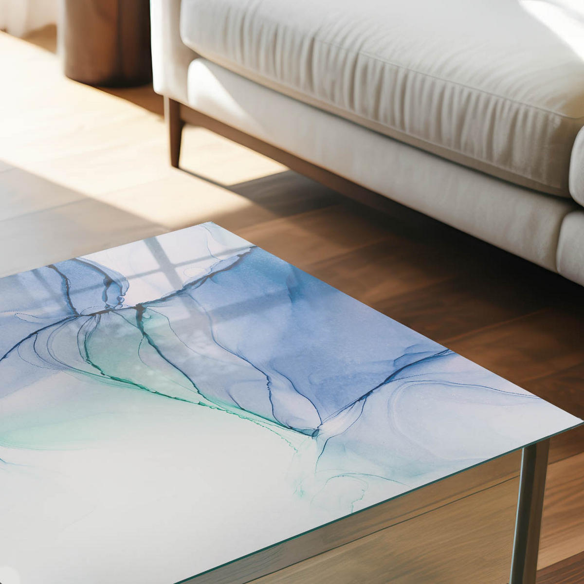 GLASPLATTE 80x60 cm – Bunte Wellen - Blau, Glas (0.4/80/60cm) - ArtPrintCave