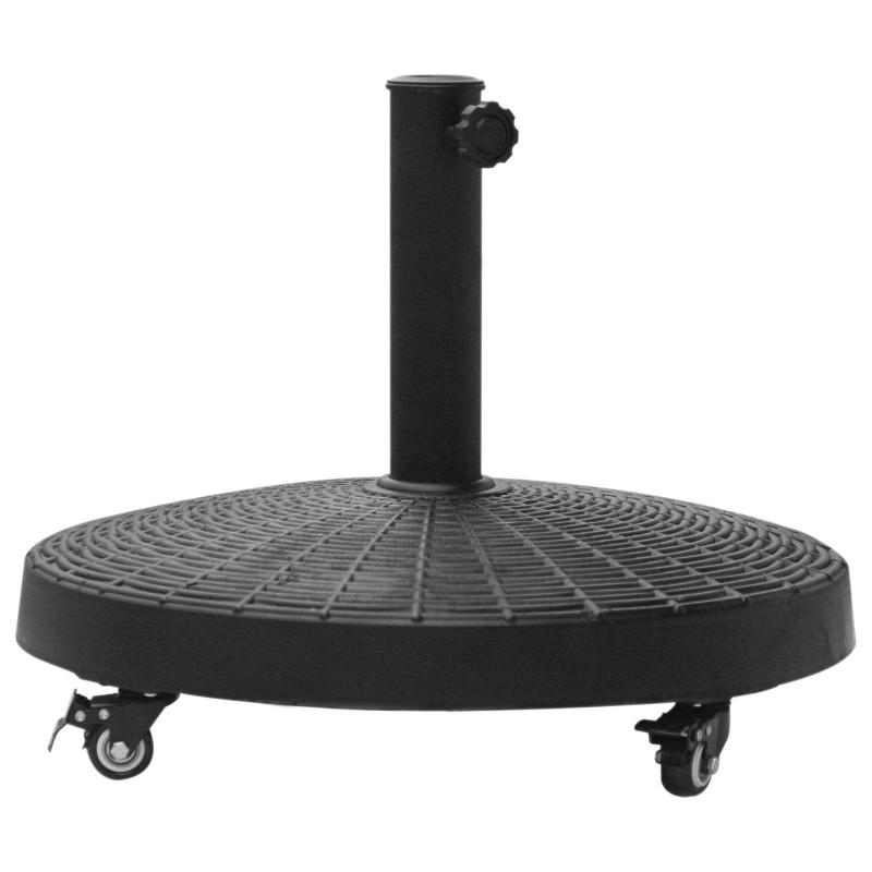 SONNENSCHIRMSTÄNDER 25 kg Rollen Rattanoptik - Schwarz, Metall (52/52cm) - Fortuna Lai