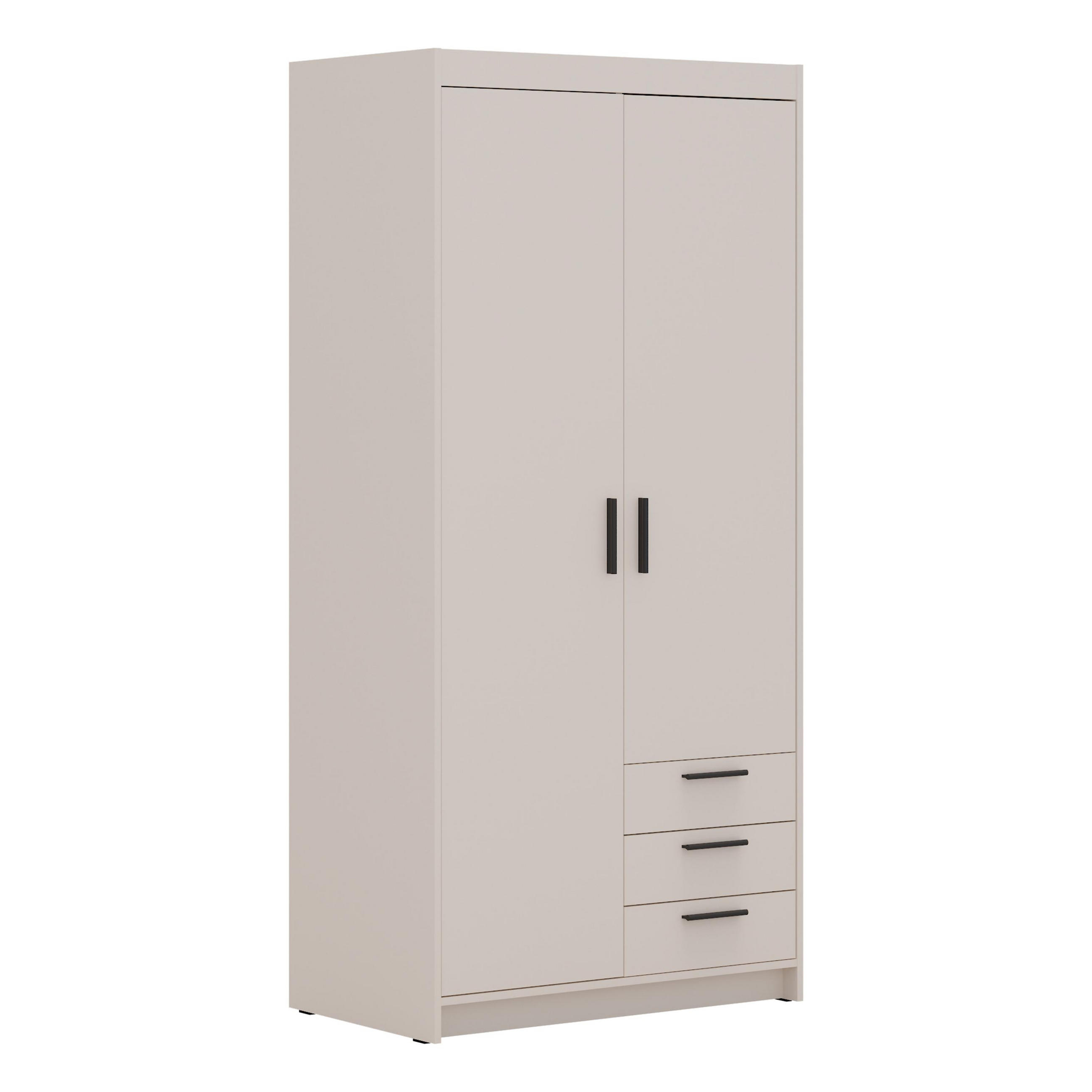 KLEIDERSCHRANK Storicos Beige 89,7/190,5/53 cm - 2T3S Modern mit Schubladen - Beige, Holzwerkstoff/Kunststoff (89.8/190.5/53cm) - AX Living