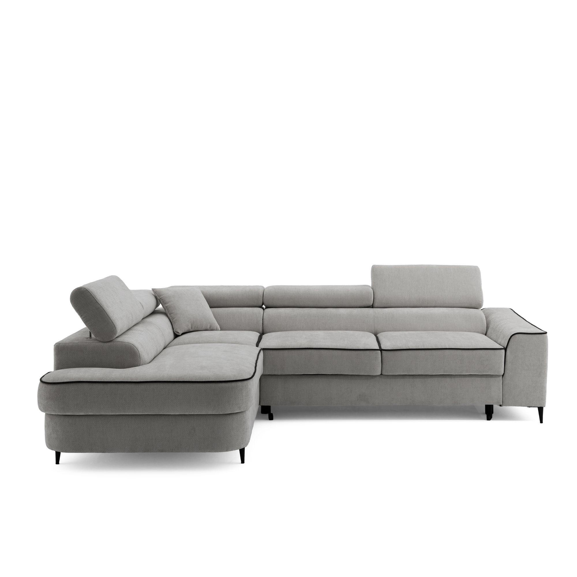 ECKSOFA EVER L Links mit Schlaffunktion 193x126 Chenille Grau - Schwarz/Grau, Holz/Textil (267/204cm) - Muffo