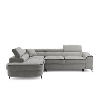 ECKSOFA EVER L Links mit Schlaffunktion 193x126 Chenille Grau - Schwarz/Grau, Holz/Textil (267/204cm) - Muffo