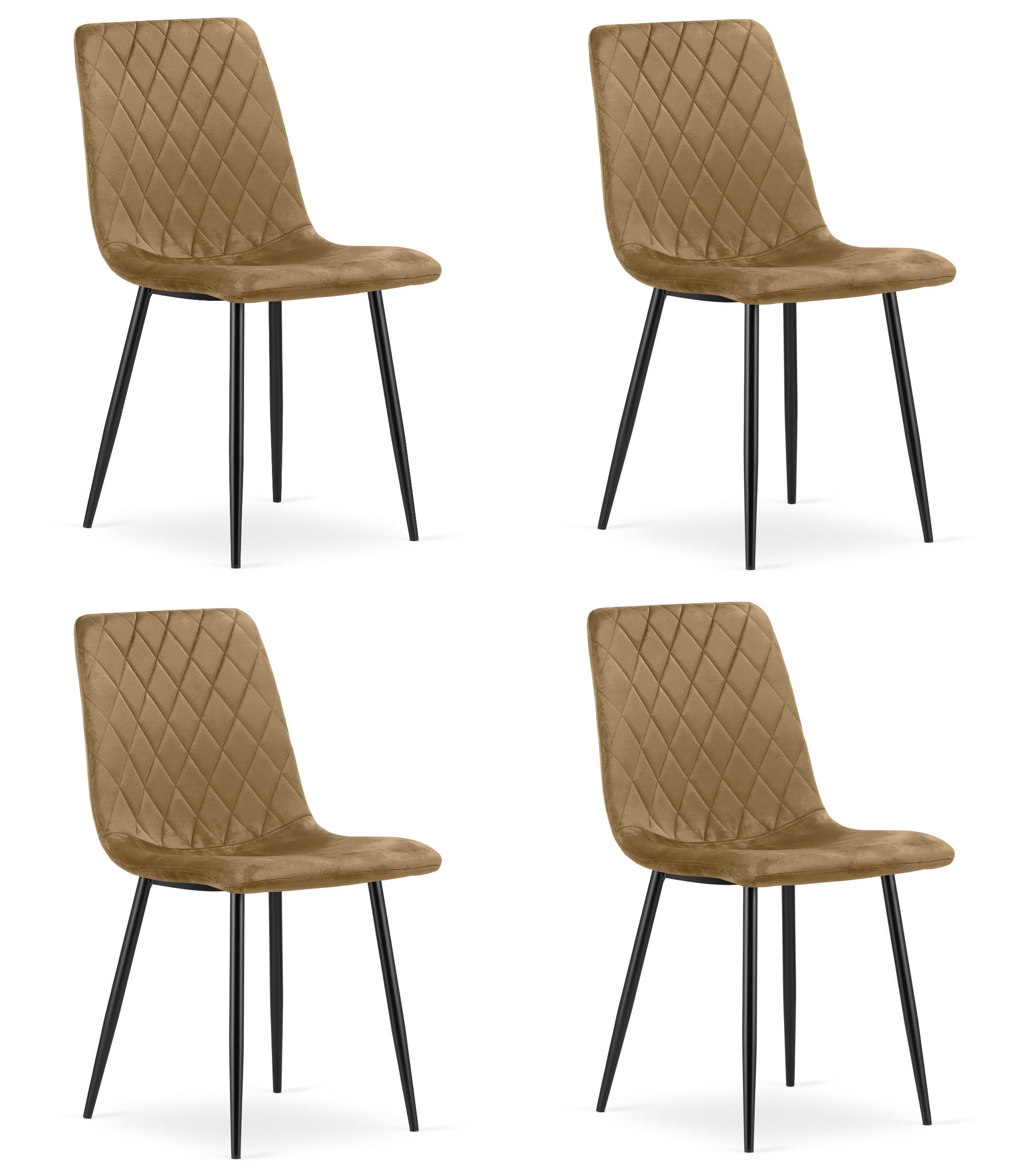 ESSZIMMERSTUHL 4-er Set TURIN brauner Sitz, schwarze Beine - Schwarz/Braun, Textil (44.5/88.5/53cm) - Valora