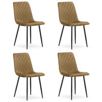 ESSZIMMERSTUHL 4-er Set TURIN brauner Sitz, schwarze Beine - Schwarz/Braun, Textil (44.5/88.5/53cm) - Valora