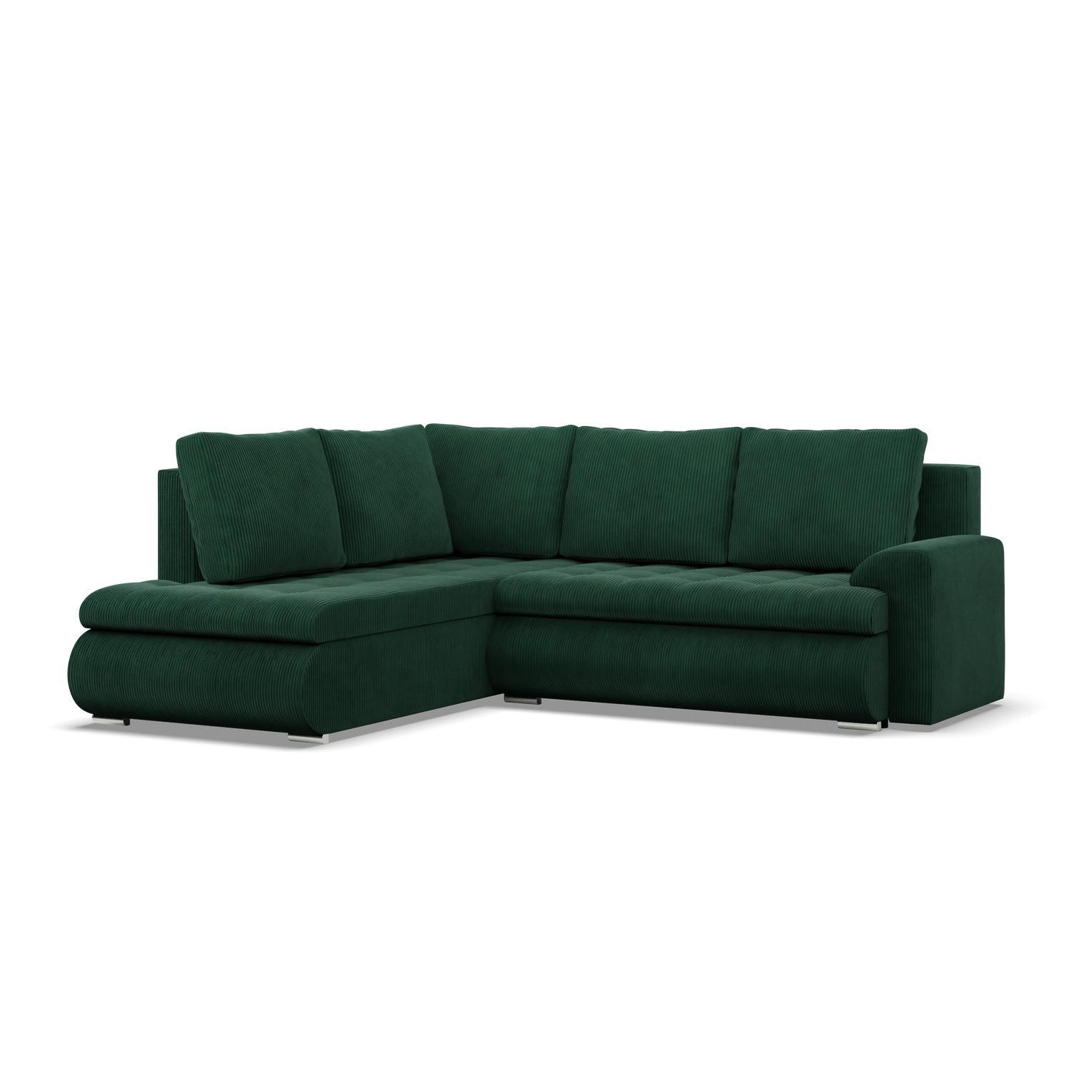 ECKSOFA LINKS MIT SCHLAFFUNKTION FORESTA, Cord - Dunkelgrün - Grün, Textil (230/200cm) - Mebligo