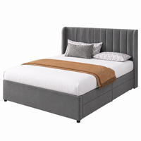 POLSTERBETT mit 2 Schubladen 140x200 cm Samt Grau - Grau, Holzwerkstoff (140/200cm) - Beauniv