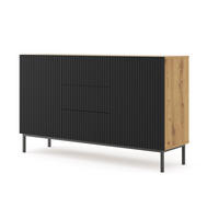 KOMMODE Artisan Eiche, Schwarz, Schwarz 150/87/42 - Schwarz, Holzwerkstoff (150/87/42cm) - RAUMHIRSCH FURNITURE