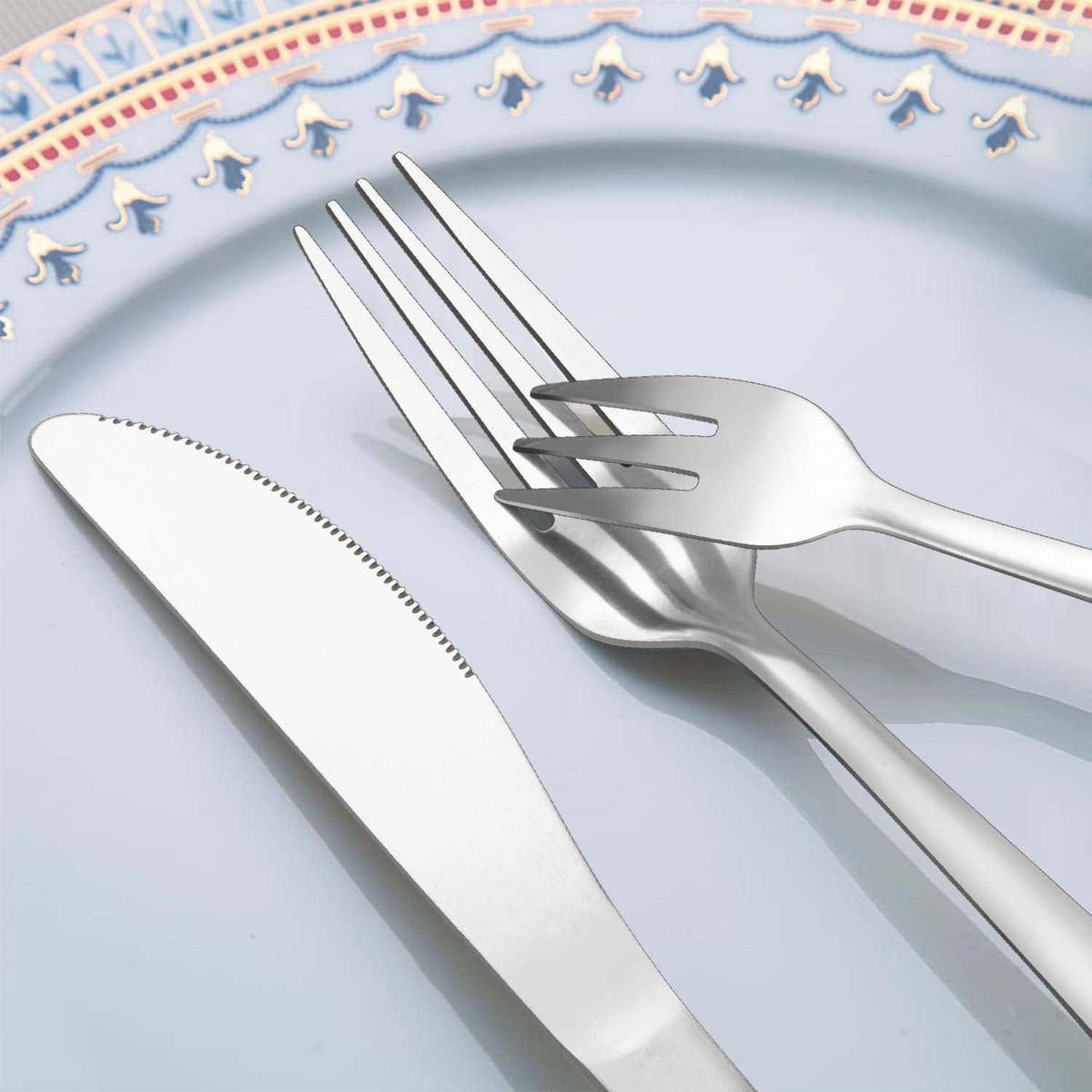 BESTECKSET 24-teilig für 6 Personen Edelstahl Hochglanzpoliert Spülmaschinenfest - Silberfarben, Metall