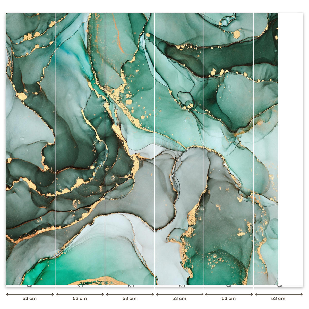 TAPETE - Gold - Marmor - Grün - Luxus - Marmoroptik - Grau - 280x300 cm - Grün, Papier (280/300cm) - OnlyWow