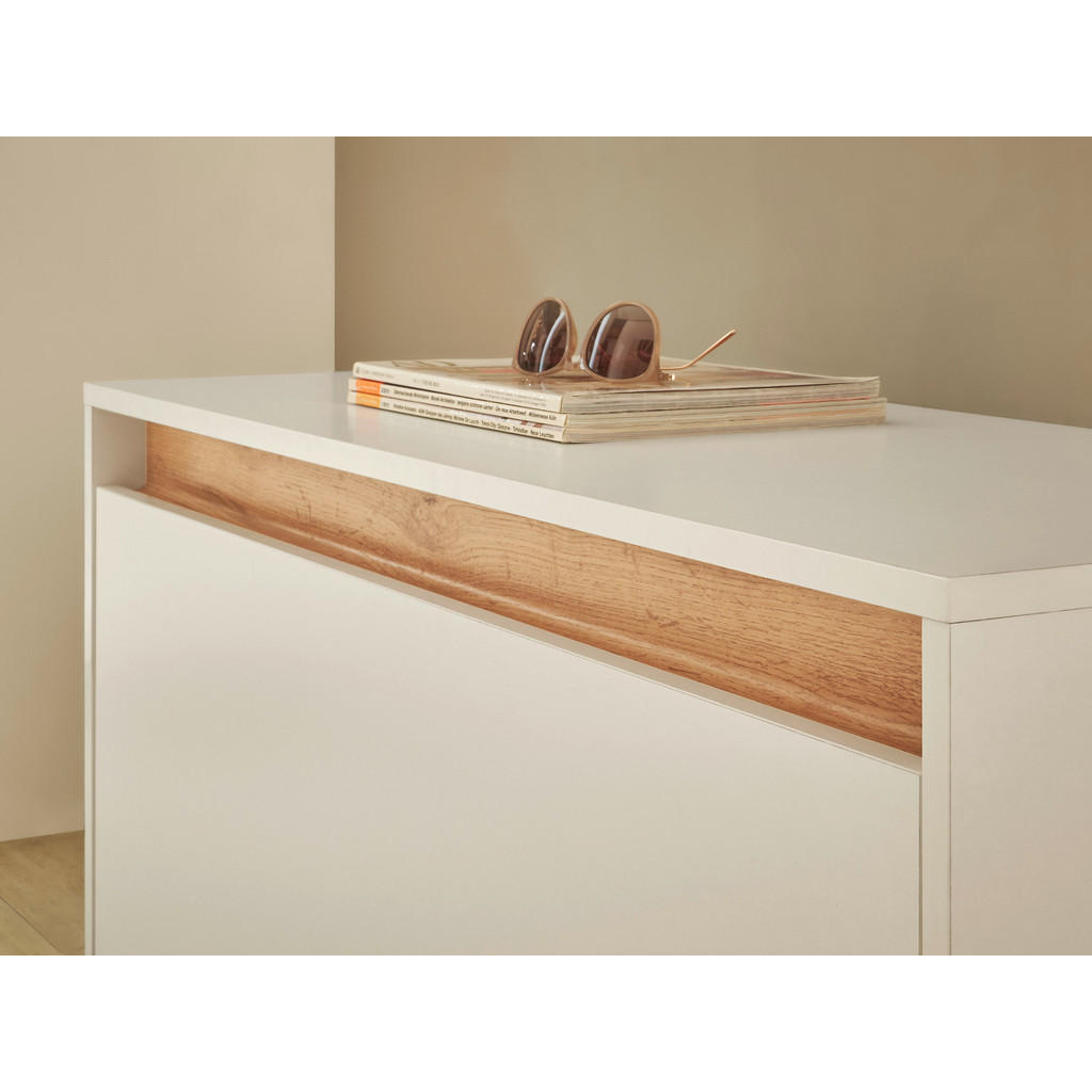 Thumbnail - Furn.Design Garderobenbank, Weiß, Eiche Wotan, Holzwerkstoff, Nachbildung,Eiche, Uni, Holz Optik, 2 Fächer, 100x45x40 cm...
