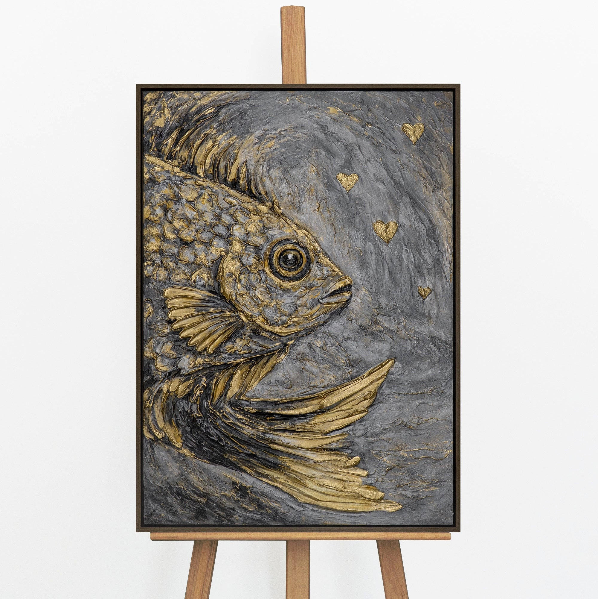 GEMÄLDE Goldene Tiefe Schattenfugenrahmen Grau 70x50 cm - Grau, Holz (70/50cm) - YS-art gallery
