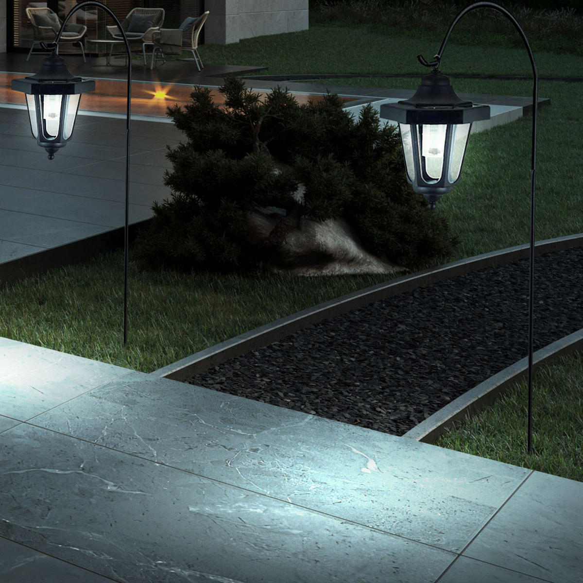 LED AUSSENLEUCHTE Stahl Schwarz 3er Set - Schwarz, Kunststoff/Metall (17.5/17/79cm)