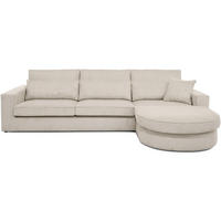 ECKSOFA Pablo ohne Schlaffunktion, mit abgerundeter Ottomane, rechts, Beige - Beige, Textil (319/196cm) - Beautysofa