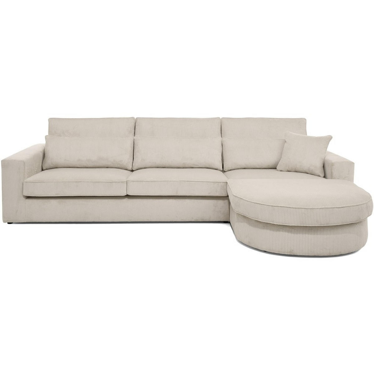 ECKSOFA Pablo ohne Schlaffunktion, mit abgerundeter Ottomane, rechts, Beige - Beige, Textil (319/196cm) - Beautysofa