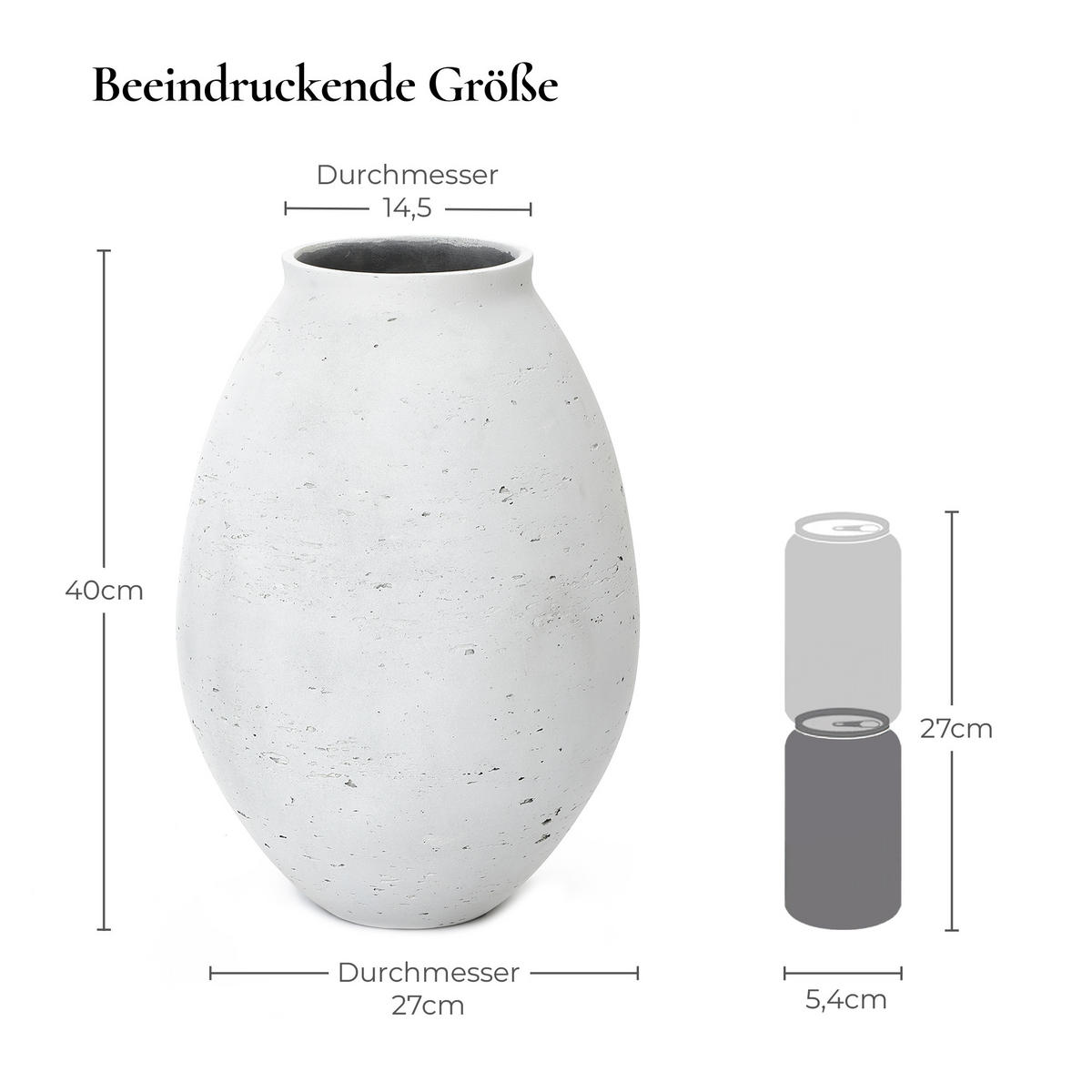 VASE Neva, 40 cm Hoch - Weiß, Naturmaterialien (40cm) - Hometopia