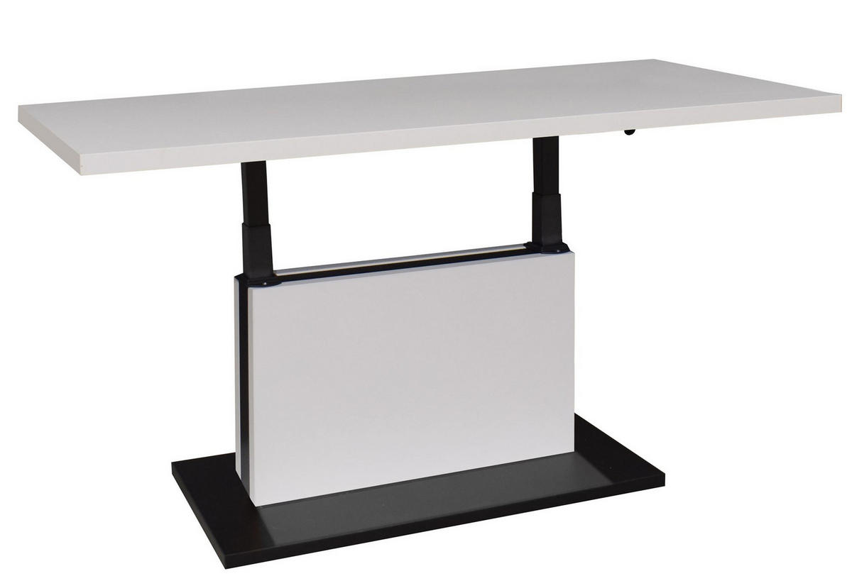 COUCHTISCH Höhenverstellbar Else 4 120x49x70 Holzwerkstoff Ice White - Schwarz/Weiß, Holzwerkstoff (120/70/49cm) - 58aufmkessel