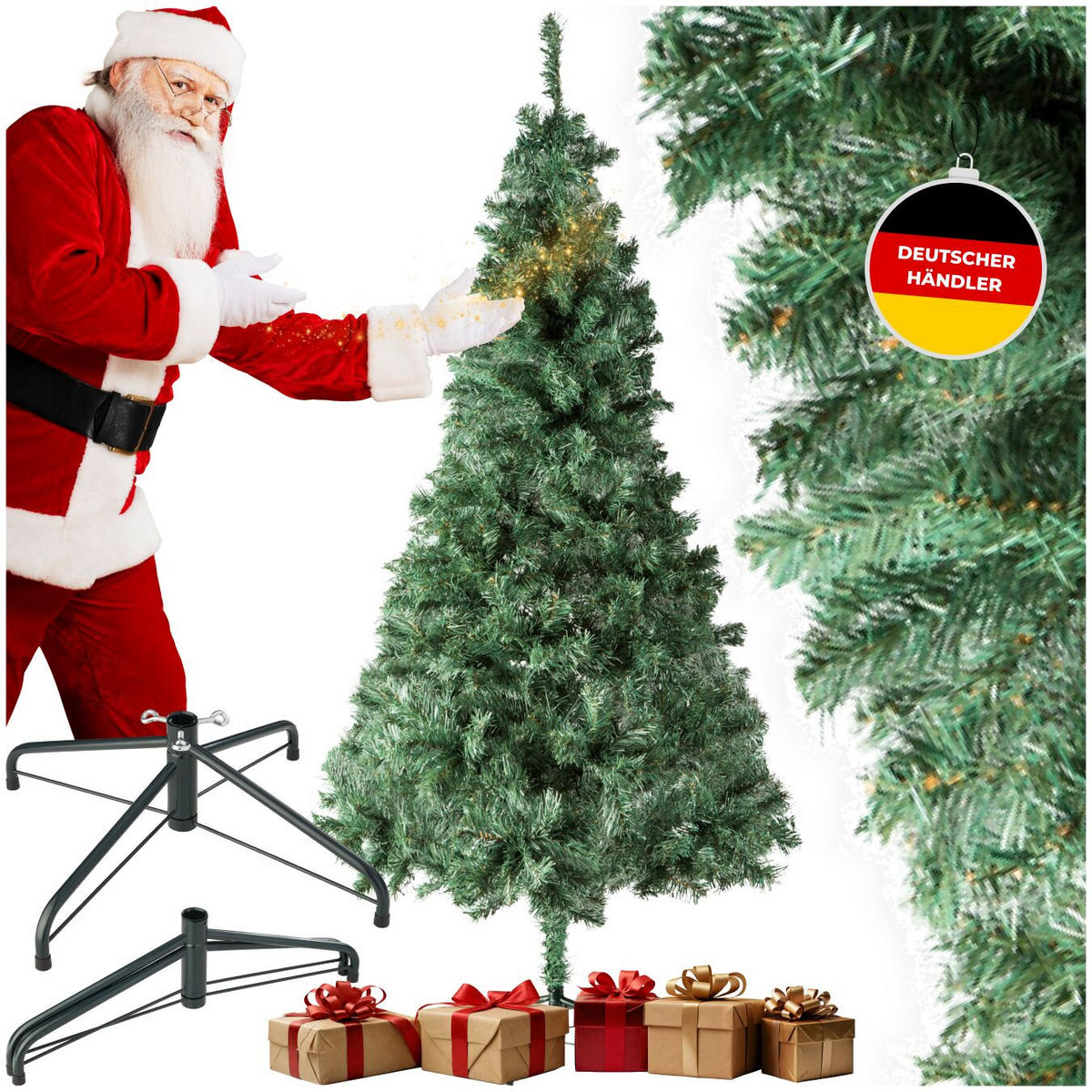 WEIHNACHTSBAUM ,inklusive Metallständer mit Kunststoffkappen,grün - Grün, Kunststoff (180cm) - tectake