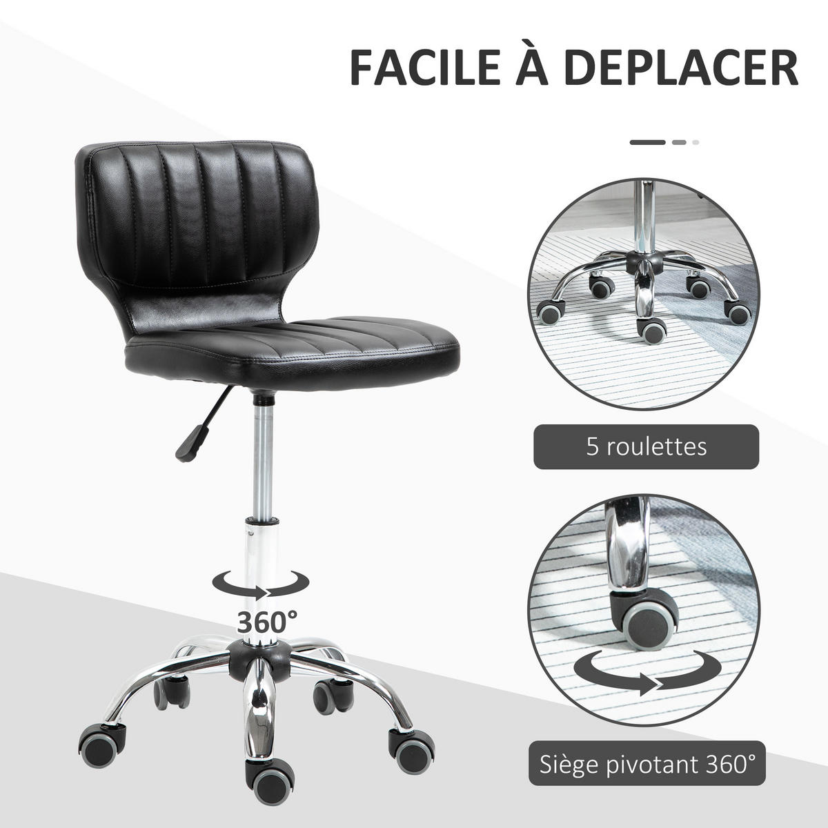 BÜROHOCKER DE-18008 höhenverstellbar 47-62 cm, gepolstert Schwarz - Schwarz, Metall (47/87/45cm) - ComfortXL