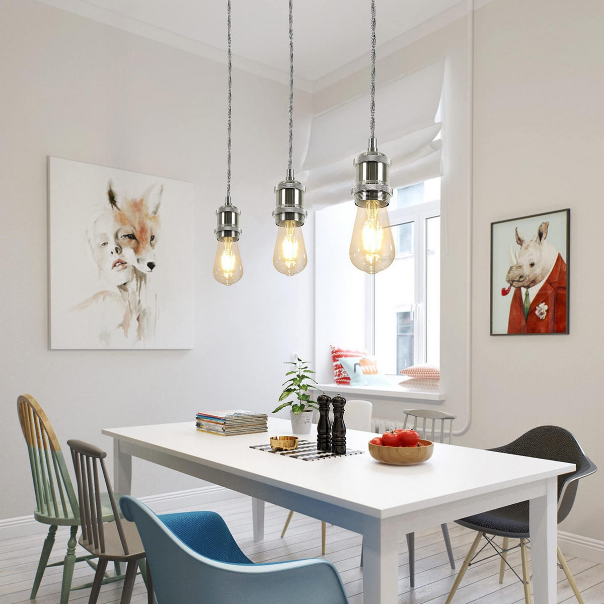 PENDELLEUCHTE Natascha 10/10/130 cm - Chromfarben, Metall (10/10/130cm) - Nettlife