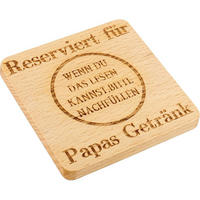 UNTERSETZER Holz mit Gravur "Reserviert für Papas Getränk" 10 cm - Braun, Holz (10/10cm)