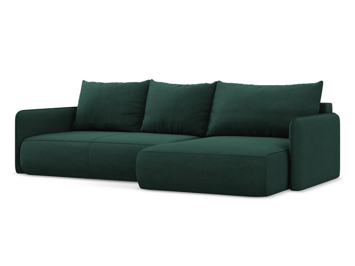 ECKSOFA mit Schlaffunktion Strukturstoff Stoff Grün - Dunkelgrün/Schwarz, Kunststoff/Textil (240/148cm) - Makamii
