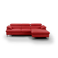ECKSOFA mit Schlaffunktion und Bettkasten, verstellbare Kopfstützen - Chromfarben/Rot, Textil/Metall (167/254cm) - Cotta